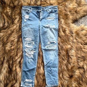 Trendy Ripped Blue Skinny Jeans